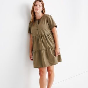 Women's Button-Front Short-Sleeve Tiered Mini Dress | Madewell